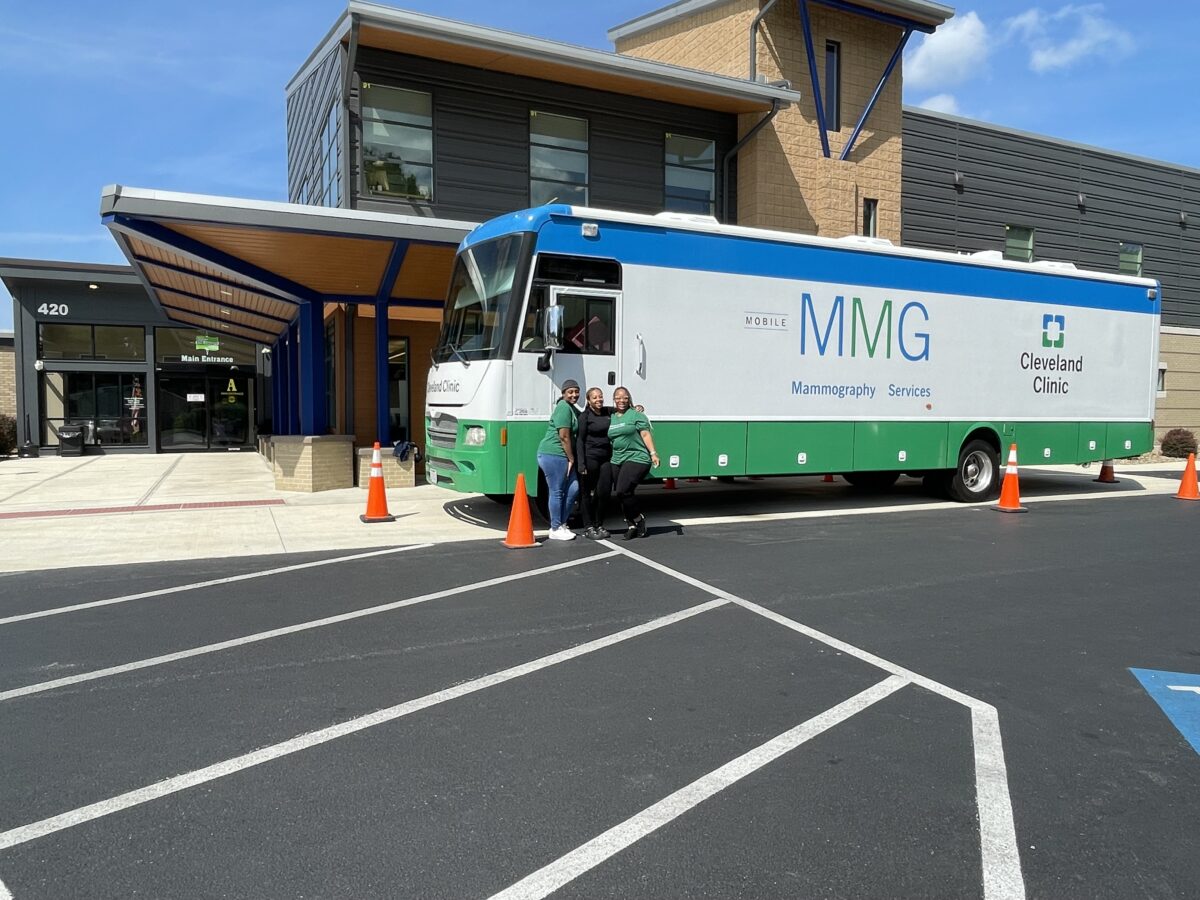 MMG bus out front of Erie County Health Department